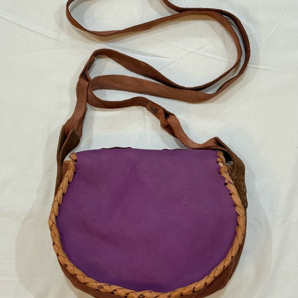 Handmade Purple and Brown Women's Bag - Picture 2 of 7